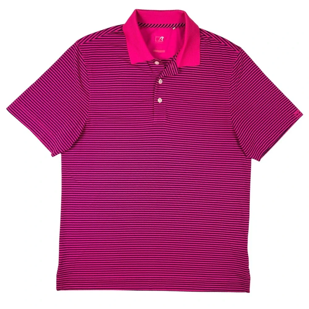 Cutter & Buck Polo Shirt Mens Medium Pink‎ Striped Excellent Short Sleeve Golf